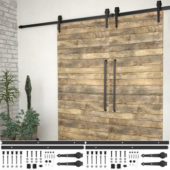 Accessoires pour porte coulissante 2 pcs 200 cm Acier Noir