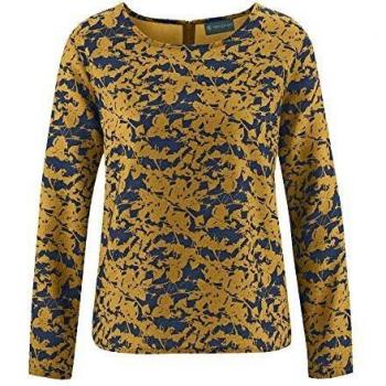HempAge Langarmbluse für Damen – Hanf/Bio-Baumwollmix – Peanut/Navy – Größe M