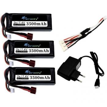 Wltoys 144001 2S Lipo Batterij 7.4V 3500mAh met Oplader voor RC Auto