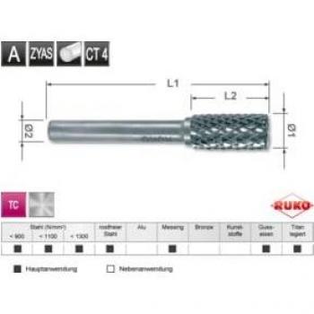 Ruko fraise carbure forme A 16 mm denture frontale