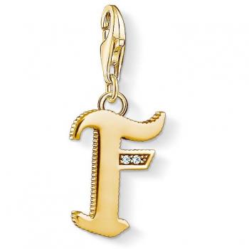Charm de plata con baño de oro letra F de Thomas Sabo