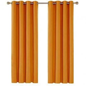 Deconovo Ösenvorhang Verdunkelungsgardine Schlafzimmer, 183x117cm, Orange, 2er Set