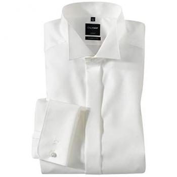 OLYMP Herren Smokinghemd Weiß – Luxor Modern Fit – Langarm – N-Gr – Größe 47 – 100% Baumwolle