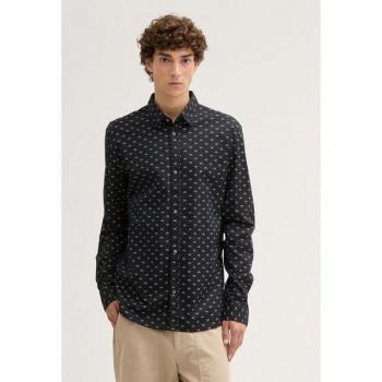 TOM TAILOR Denim Herrenhemd mit modischem Muster, schwarz, Gr. S