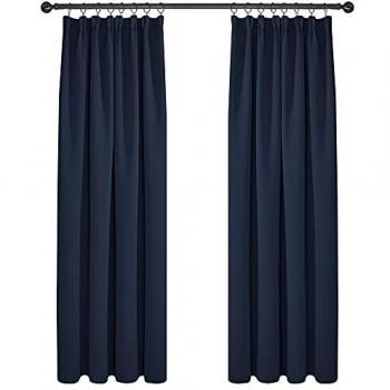 Deconovo Rideaux Occultants avec Galon Fronceur 140x200cm Bleu Marine