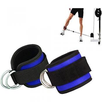 Grofitness Ankle Cuff Straps Adjustable Leg Weight Wrist Belt for Cable Machine Attachment, 1Pair (Blue)
