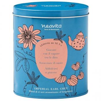 Neavita lezioni di tè oval tin azzurro imperial earl grey filtroscrigno 12x2g