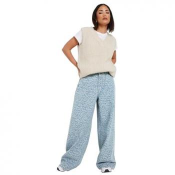 Petite Leopard-Print Denim Jumps