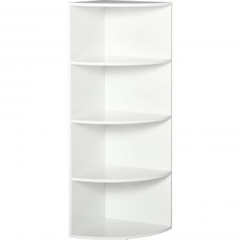 Libreria ad Angolo 4 Ripiani a Muro e Parete Bianco 39.5x39.5x120cm