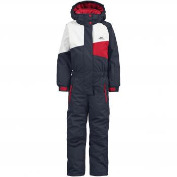Trespass Wiper Kids Ski Outfit Blau – 3/4 Jacke, abnehmbare Kapuze, knöchelgamaschen, wasserabweisend – Unisex 3-4 Jahre