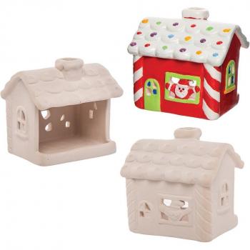 Santa's Workshop Christmas Crafts Ceramic Tealight Holders (3-Pack)