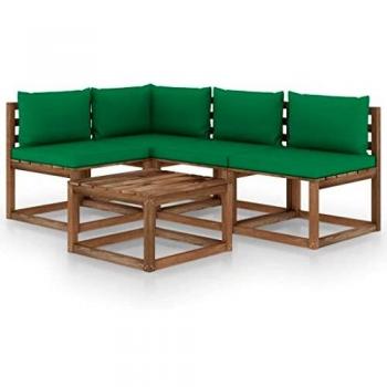 VidaXL Set Lounge da Giardino 5 pz con Cuscini Verde Lime