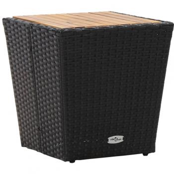 Black, 41.5x41.5x43cm, Tea Table of Poly Rattan and Solid Acacia Wood (vidaXL)