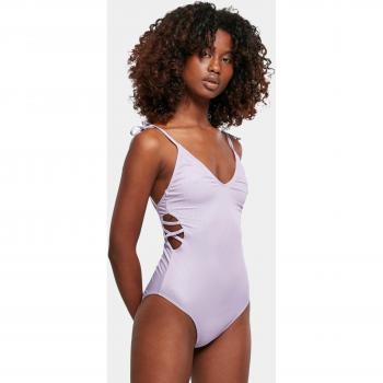 Maillot de bain femme à rayures côtelées Urban Classics – Blanc – coupe féminine, petite taille