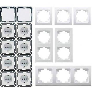 ChiliTec DELPHI Starter-Kit, 16-teilig PRO, weiß 8x Steckdose, 2x Schalter, Klemmanschluss