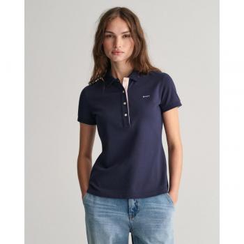 Polo Gant Casual Blu con Collo a Contrasto L