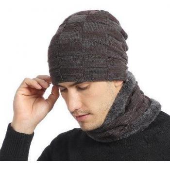 Men's Winter Knit Hat and Scarf Set
