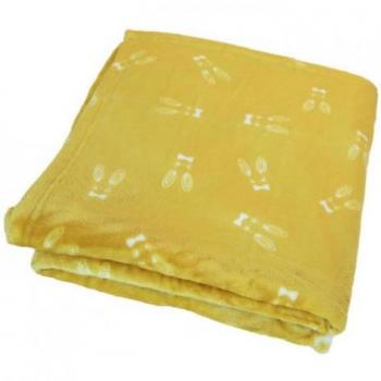 Couvre‑dortoir lapins lumineux, 75 × 100 cm, teinte jaune