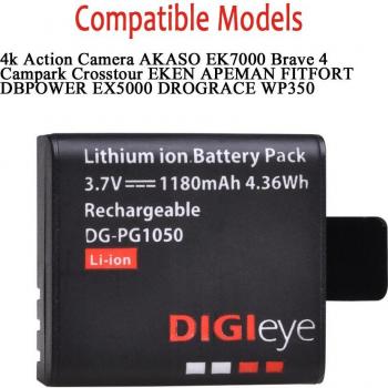 4x1180mAh PG1050 Batterie + LED Dual USB Ladegerät für SJCAM und EKEN Actionkameras