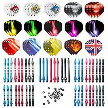 90 Pcs Dart Shaft Kit with Flights and O-Rings