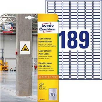AVERY Zweckform Stark haftende Papier-Etiketten, 25,4x10 mm