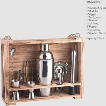 OAPE Moscow Mule Cocktail Shaker Set 700ml Edelstahl und Bambus Rührgerät