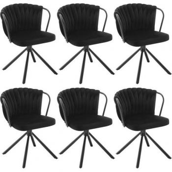 Sedia da cucina imbottita Woltu (serie 6) in velluto nero