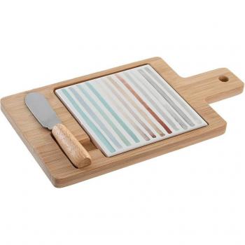 Bamboo & Stone Accent Appetizer Platter – DKD Home Decor (21.5×11.8×1.5 cm)