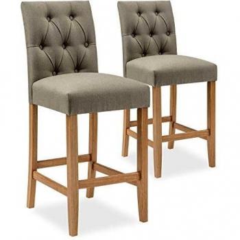 INTENSE DECO Lot de 2 chaises de Bar Gaya Tissu Beige