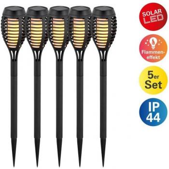 Lampe piquet solaire LED FANILO noir 45 cm – Pack 5 pièces – IP44