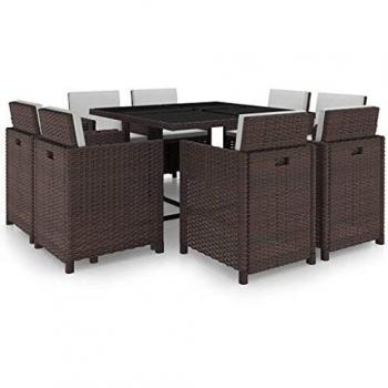 VidaXL 9-tlg. Garten-Essgruppe mit Auflagen