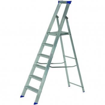 Werner 7150618 MasterTrade Platform Stepladder-6 Tread, Silver, One Size