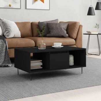 Table Basse Noir 90x50x36,5 cm Bois d'Ingénierie Multicouche