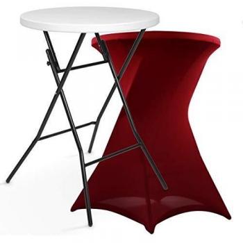 Tavolo da esterno pieghevole 80 cm con copertura bordeaux