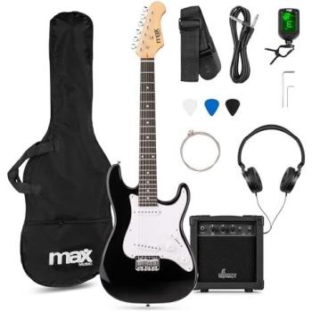 Max GigKit Junior 3/4 – Kit Débutant Guitare Électrique (8‑12 ans) – Noir