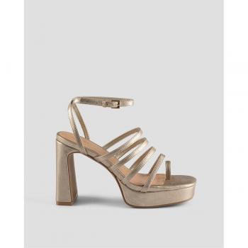 Piel Vegana Dorada: Sandalias MIM con Tacón y Plataforma