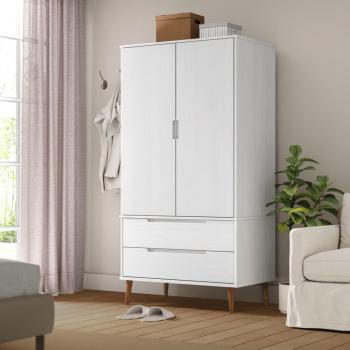 VidaXL White Wardrobe MOLDE 90x55x175 cm Solid Wood Pine