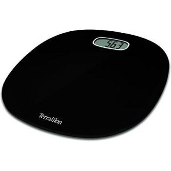 Terraillon – Elektronische Personenwaage „Pop First“, 160 kg, flach, LCD-Bildschirm, Schwarz