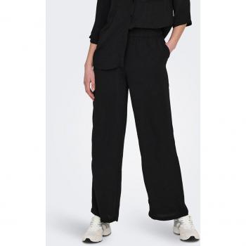 Pantalon noir taille haute à volants femme
