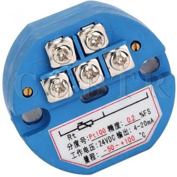 5PCS PT100 Temperature Sensor Transmitter Blue Plastic Metal DC24V -50 to 100 Degree Output