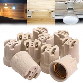 10 x Zoccoli di Ceramica E27 per Lampade da Terrario
