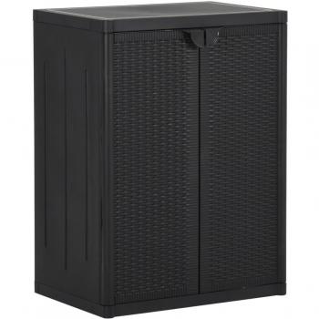 VidaXL Gartenschrank Schwarz 65x45x88 cm Rattan-Optik