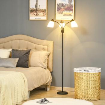 HOMCOM ARC Tree Floor Lamp for Bedroom Living Room, Industrial Standing Lamp, Black