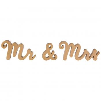 Hochzeitsgeschenk: Holzdruck “Mr & Mrs” in goldfarben