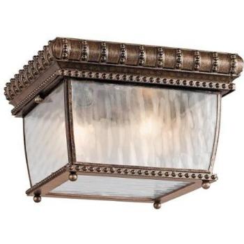 Elstead Venetian Rain 2 Light Outdoor Ceiling Light Brushed Bronze IP44, E14