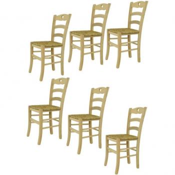 Set de 6 chaises en bois d'hêtre poli CROSS