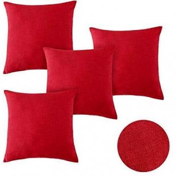 Set di Federe Decorative Lino Rosso 40x40 – 4 unità