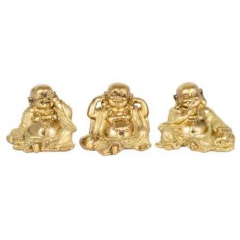 Figuras Buda Dorado Oriental – Kit Compacto de 3 Miniaturas
