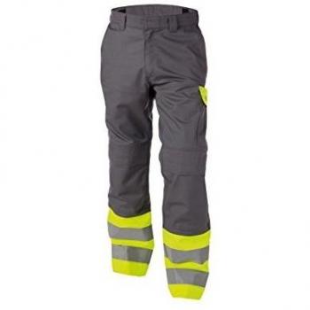 DASSY® Lenox Pantalon taille 48 multinormes haute visibilité avec poches genoux GRIS GRAPHITE/JAUNE FLUO