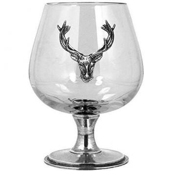Custom Stag Brandy Glass with Pewter Base